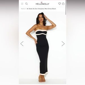Hello Molly “As Sleek As Ever Strapless Maxi Dress Black” size S, US 4, AU 8